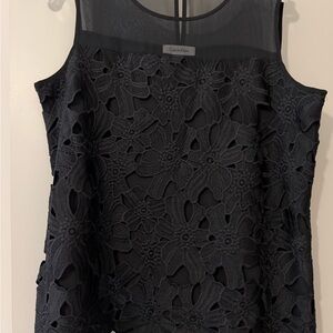 Calvin Klein Black Sheer-Trim Blouse